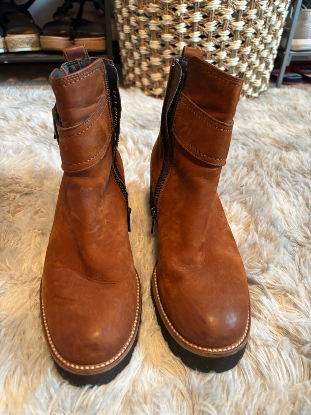 Women’s Paul Green Rust colored Leather Zip Ankle Boots